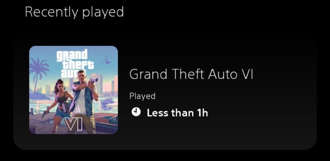 玩家利用PS5漏洞把《GTA6》添加至“最近游玩”列表  