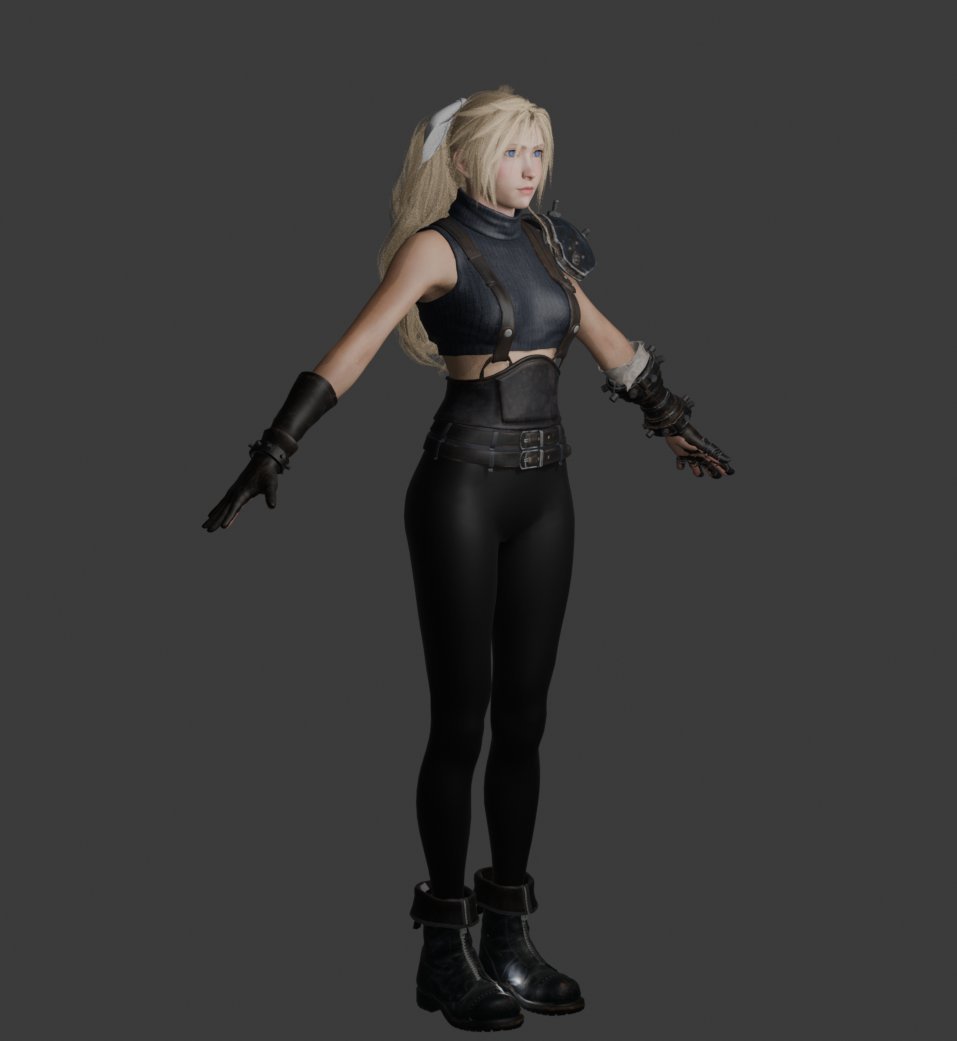 玩家制作《最终幻想7》女版克劳德mod 不用AI纯手搓